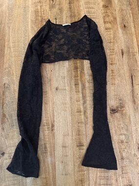 House of CB London Black Floral Lace Crop top bolero shoulder sleeves shrug NEW